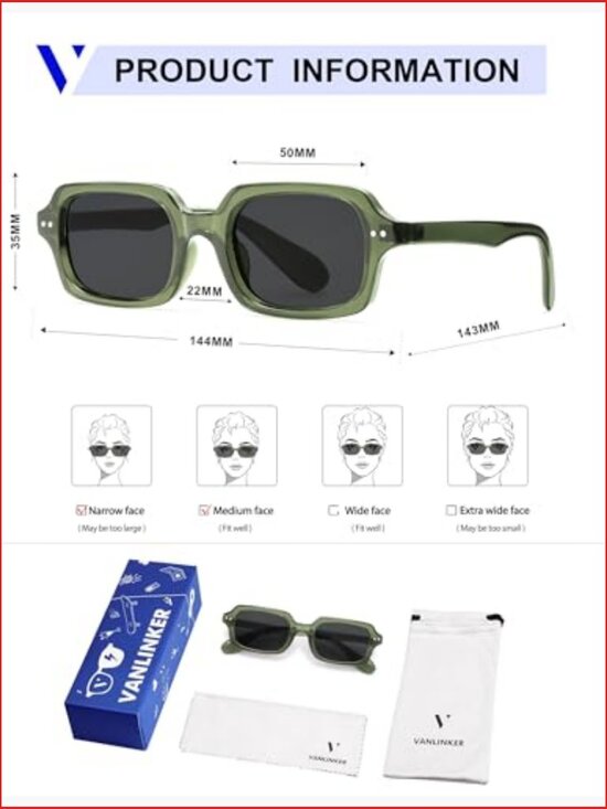 Retro Square Sunglasses with UV400 Protection Plastic Frame main image 7